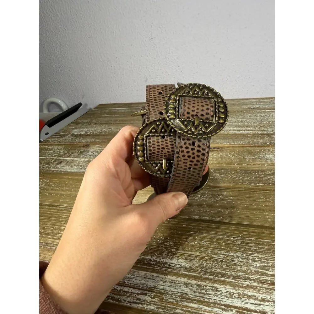 Vintage Boho Concho leather Belt Western Brown 40” Desertcore 90s Indie Festival
